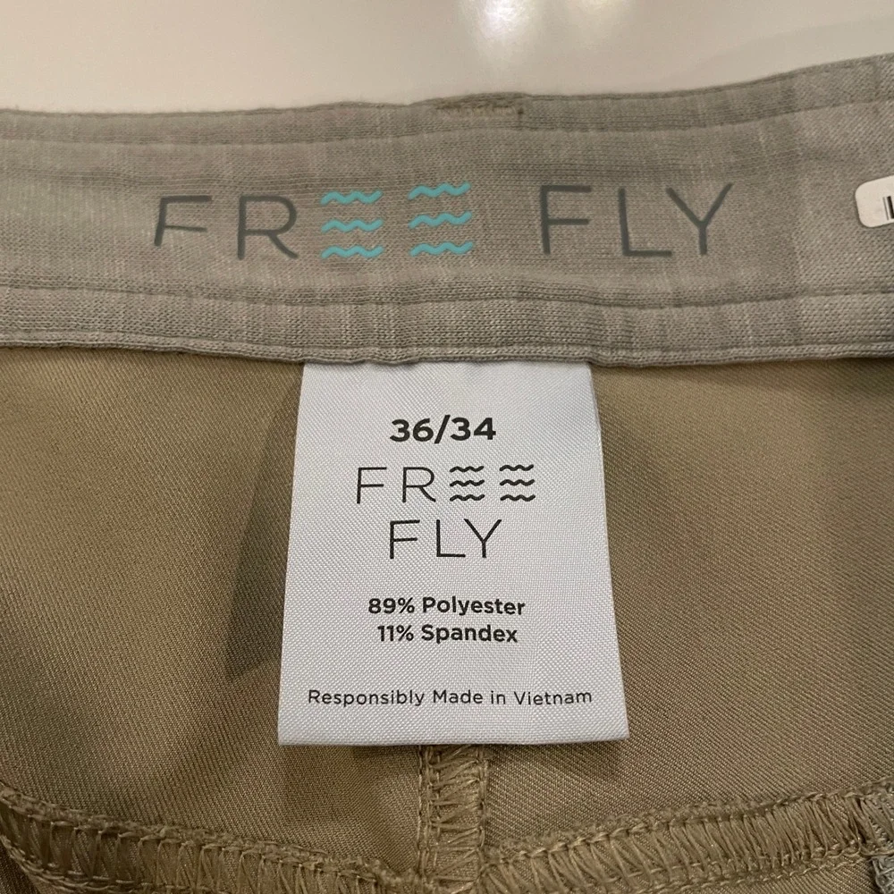 Free Fly Nomad Pants Mens 36x34 Khaki Tan Stretch Performance Outdoor Trousers